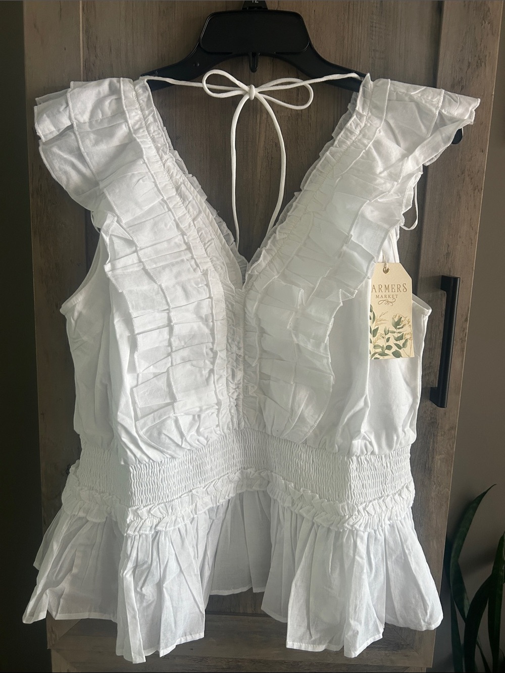 White Cotton Ruffle Top - Picture 3 of 7